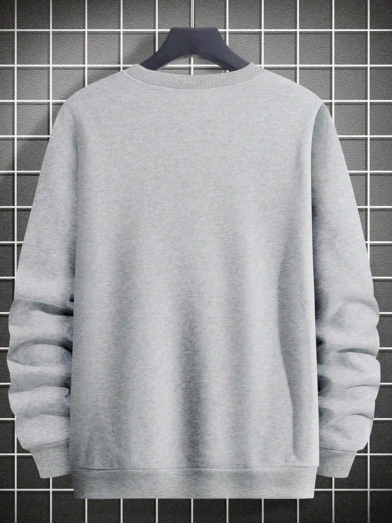 Men's Casual Star Print Long Sleeve Sweatshirt with Dropped Shoulders, Ideal for Autumn/Winter Wear